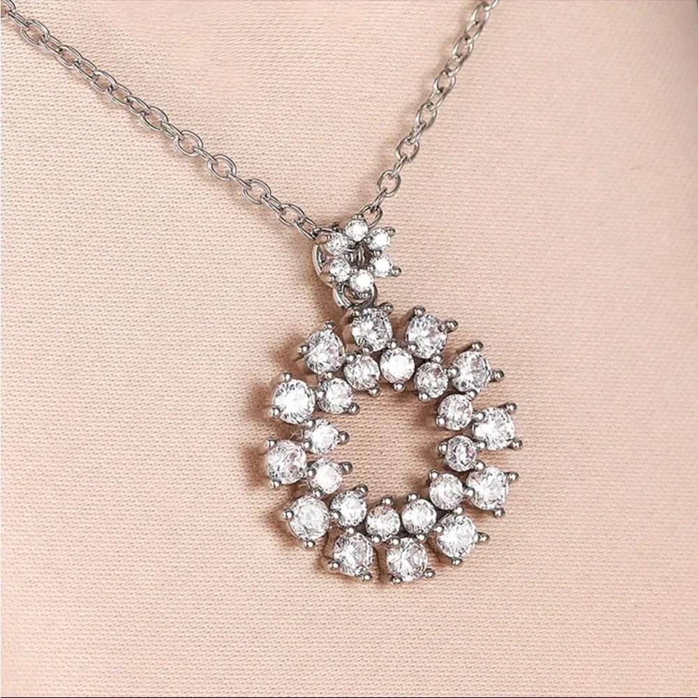 New Luxury 925 Silver Beautiful Anniversary Party Diamond Necklace - Picture 3 of 6